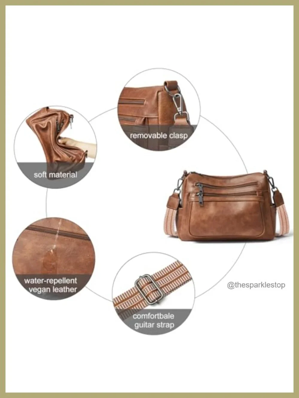 Large Faux Leather Crossbody Bag for Women, Multi-Pocket Lightweight Sling Purse